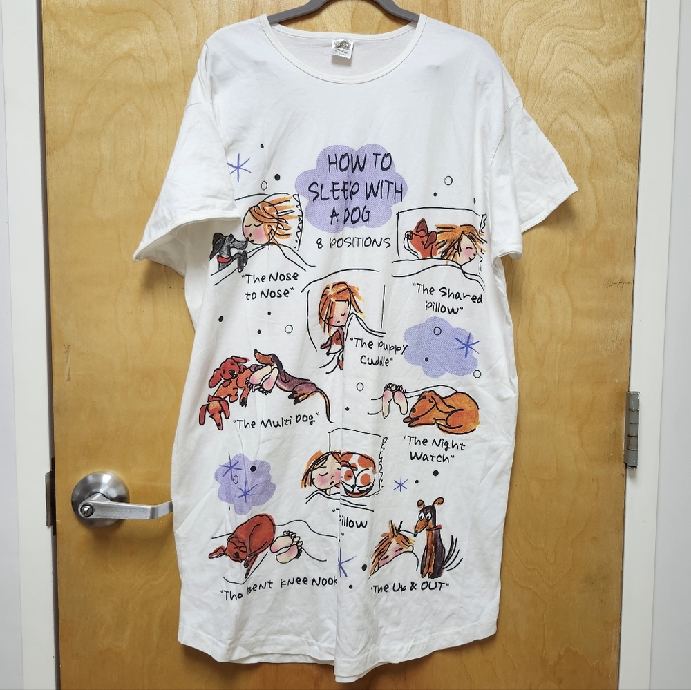 Rel-e-vant Pajama Women's One Size White Graphic Print How To Sleep With a Dog